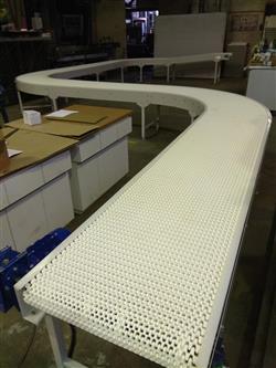 Конвейер с модульной лентой для пельменей